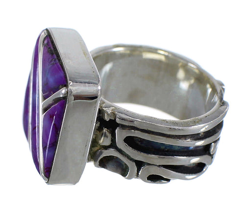 Magenta Turquoise Inlay Sterling Silver Ring Size 5-1/4 AX88655